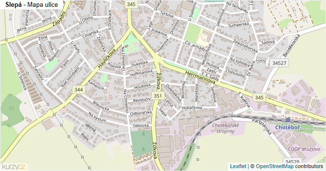 Slepá - mapa ulice