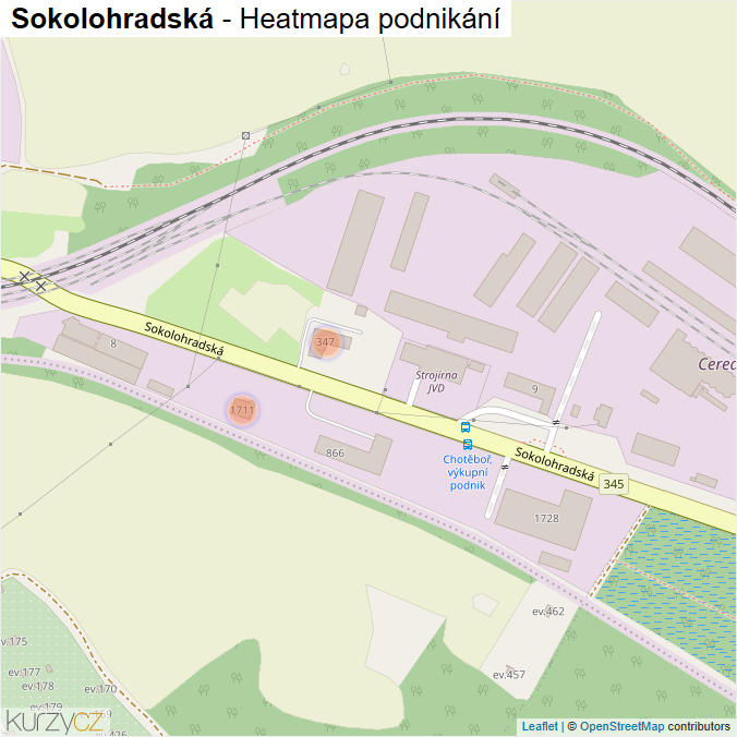 Mapa Sokolohradská - Firmy v ulici.