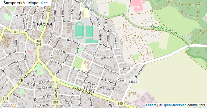Šumperská - mapa ulice
