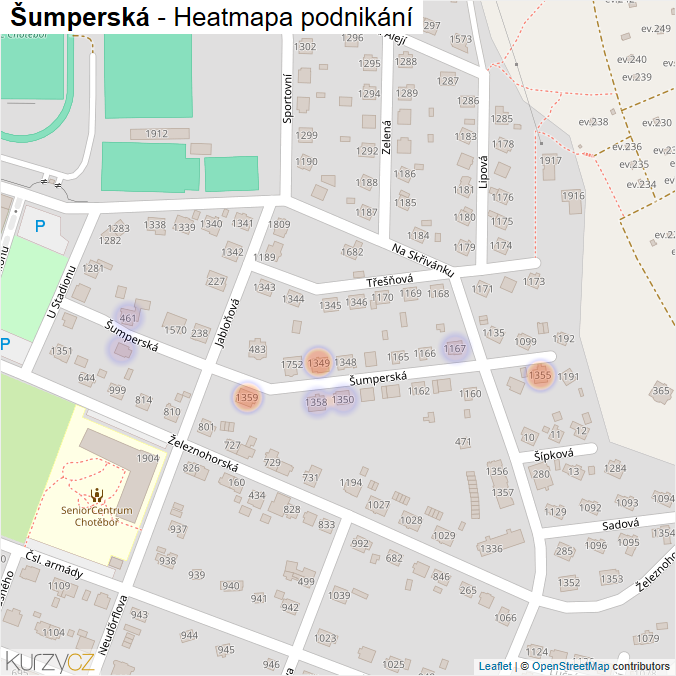 Mapa Šumperská - Firmy v ulici.