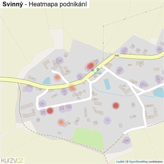 Mapa Svinný - Firmy v části obce.