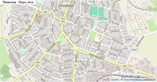 Theerova - mapa ulice