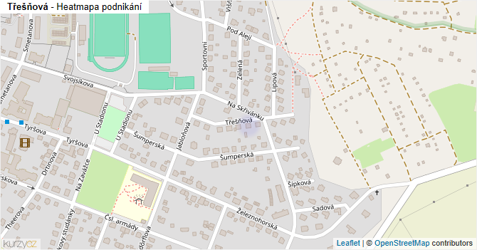 Třešňová - mapa podnikání
