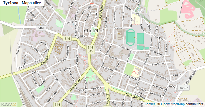 Tyršova - mapa ulice