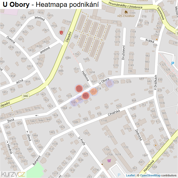 Mapa U Obory - Firmy v ulici.