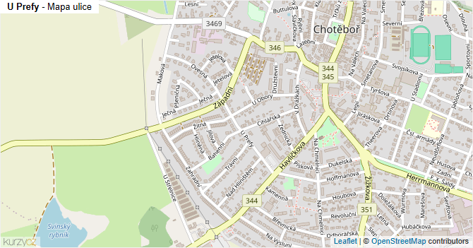 U Prefy - mapa ulice