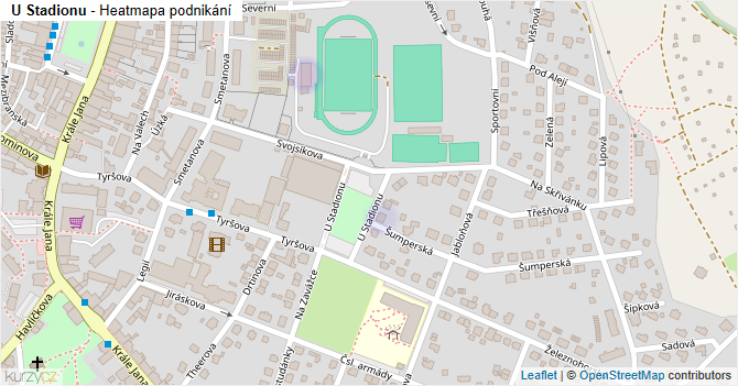 U Stadionu - mapa podnikání