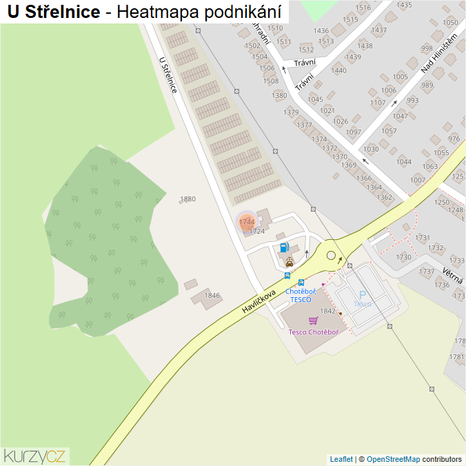 Mapa U Střelnice - Firmy v ulici.