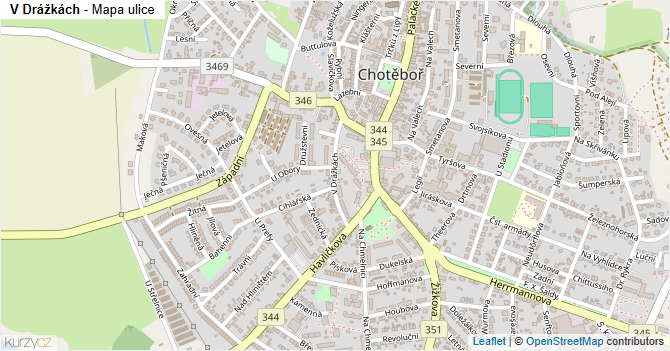 V Drážkách - mapa ulice