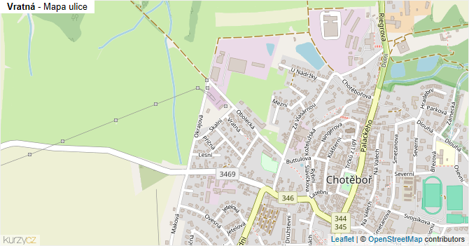 Vratná - mapa ulice