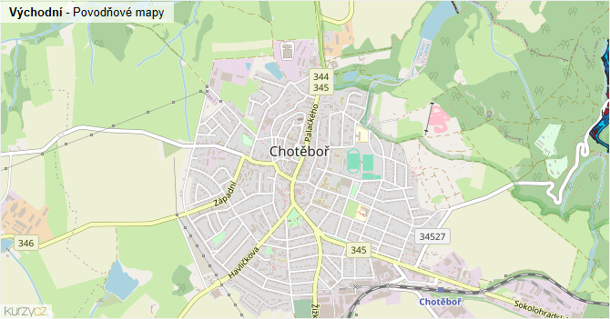 Východní - záplavové mapy stoleté vody