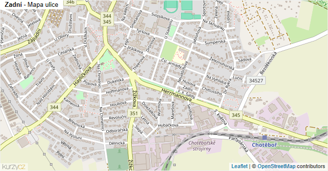 Zadní - mapa ulice