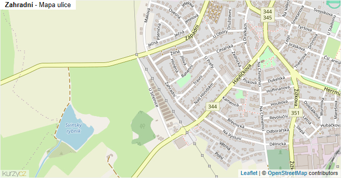 Zahradní - mapa ulice