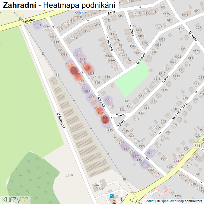 Mapa Zahradní - Firmy v ulici.