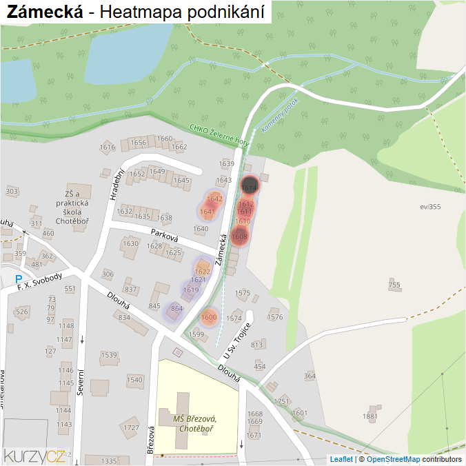 Mapa Zámecká - Firmy v ulici.