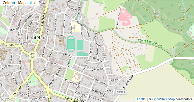Zelená - mapa ulice