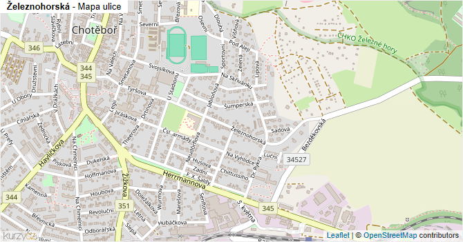 Železnohorská - mapa ulice