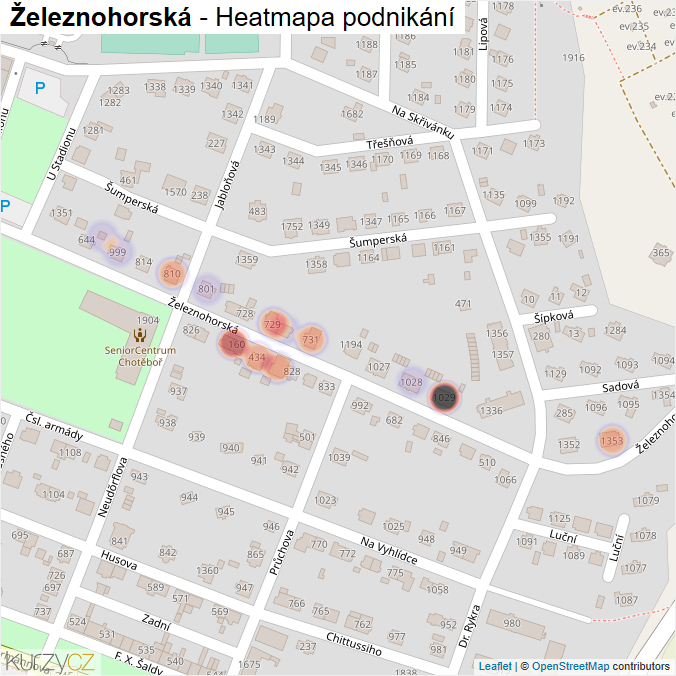 Mapa Železnohorská - Firmy v ulici.