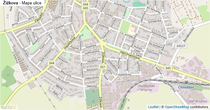 Žižkova - mapa ulice