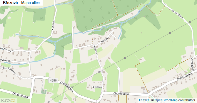 Březová - mapa ulice
