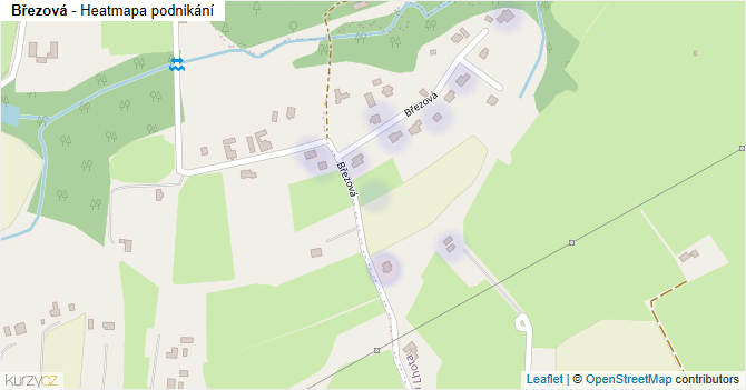 Březová - mapa podnikání