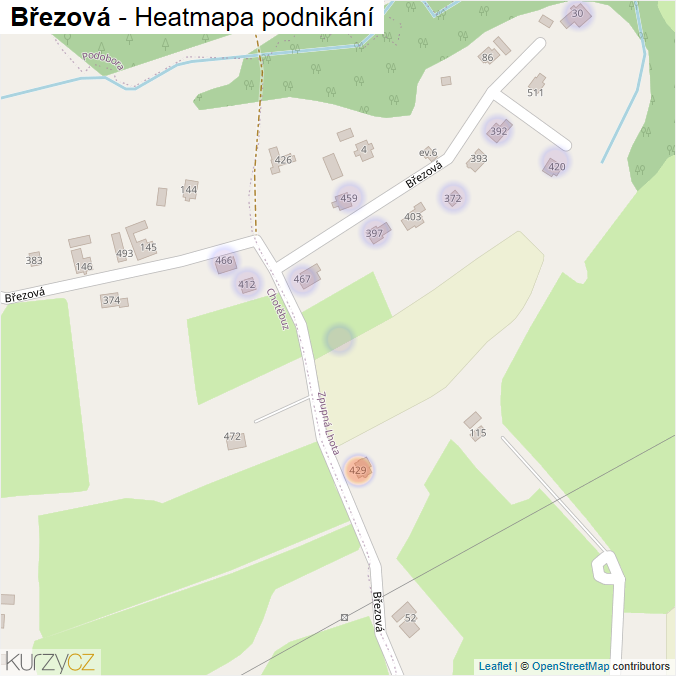 Mapa Březová - Firmy v ulici.