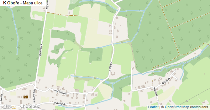 K Oboře - mapa ulice