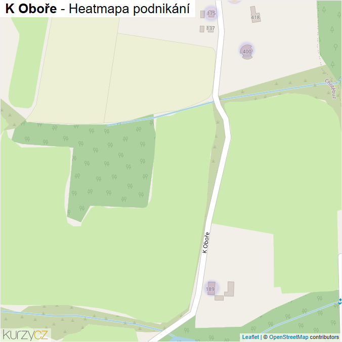Mapa K Oboře - Firmy v ulici.