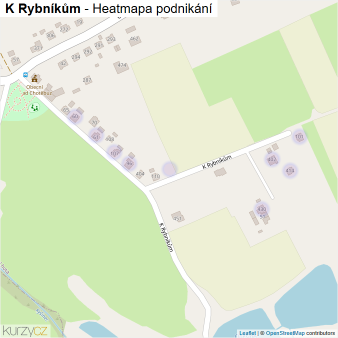 Mapa K Rybníkům - Firmy v ulici.