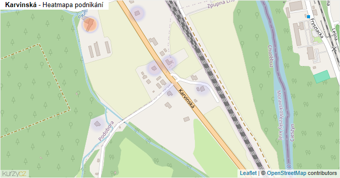 Karvinská - mapa podnikání