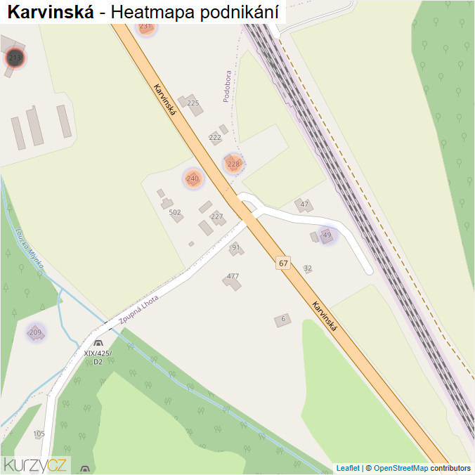 Mapa Karvinská - Firmy v ulici.
