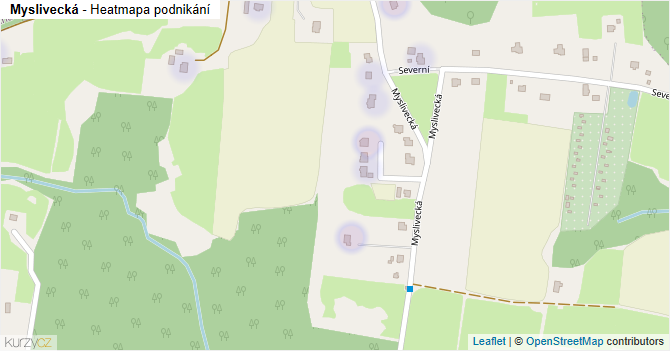 Myslivecká - mapa podnikání
