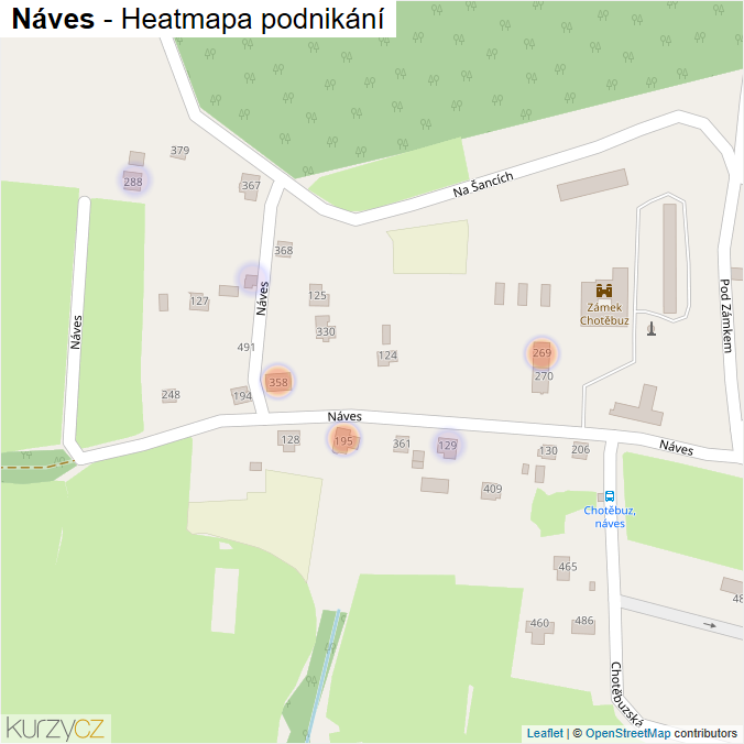 Mapa Náves - Firmy v ulici.