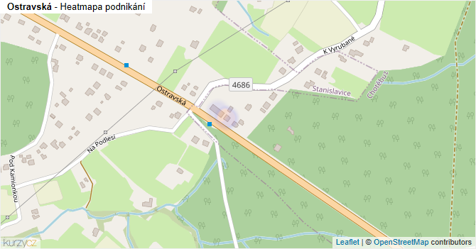 Ostravská - mapa podnikání