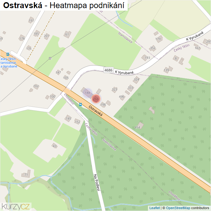 Mapa Ostravská - Firmy v ulici.