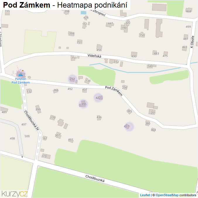 Mapa Pod Zámkem - Firmy v ulici.