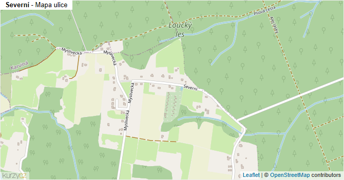 Severní - mapa ulice