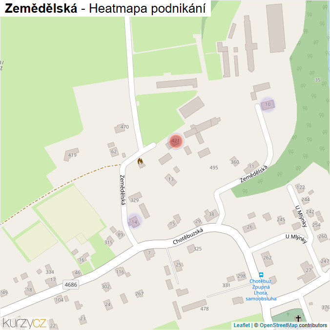 Mapa Zemědělská - Firmy v ulici.