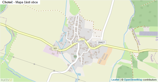 Choteč - mapa části obce
