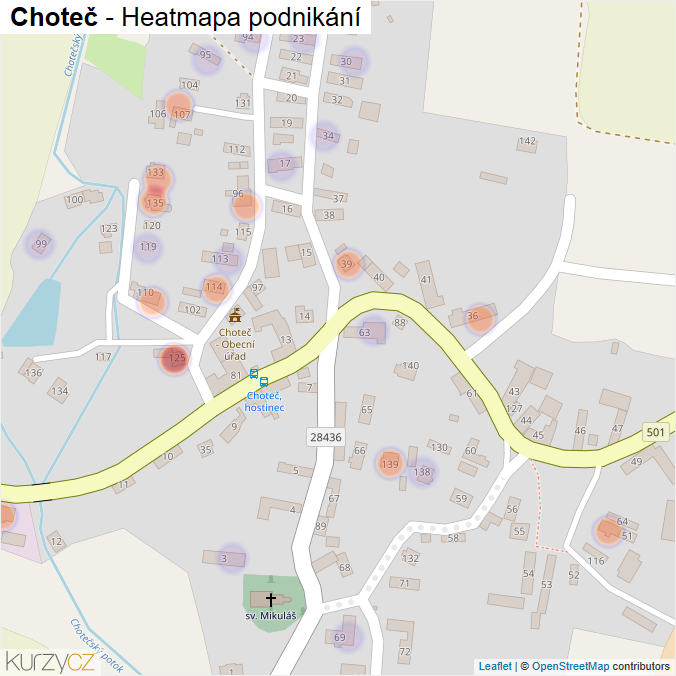 Mapa Choteč - Firmy v části obce.