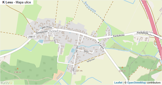 K Lesu - mapa ulice