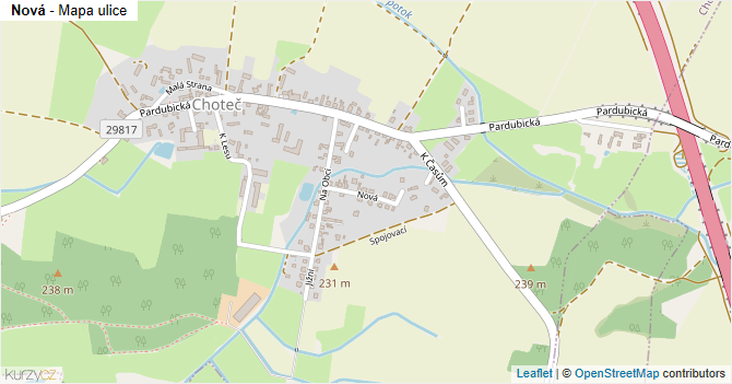 Nová - mapa ulice