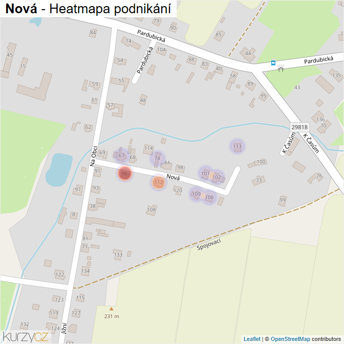 Mapa Nová - Firmy v ulici.