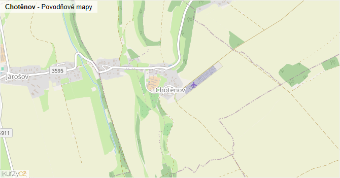 Chotěnov - záplavové mapy stoleté vody