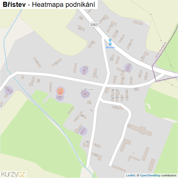 Mapa Břístev - Firmy v části obce.