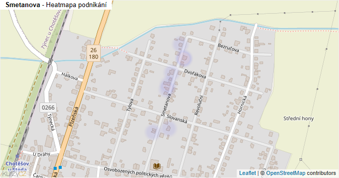 Smetanova - mapa podnikání