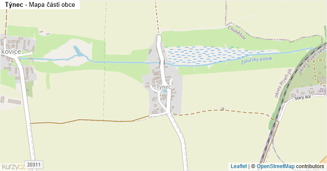 Týnec - mapa části obce