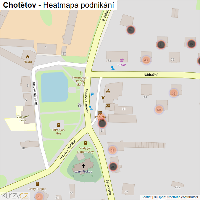 Mapa Chotětov - Firmy v obci.