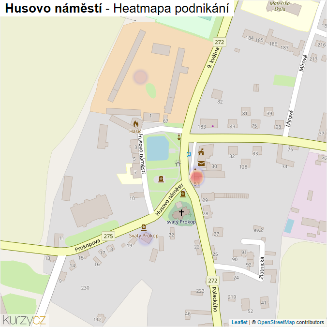 Mapa Husovo náměstí - Firmy v ulici.