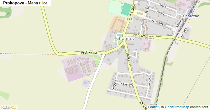 Prokopova - mapa ulice
